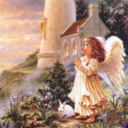 Child angel w/rabbit