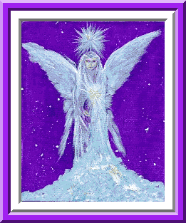 Blue angel/purple background