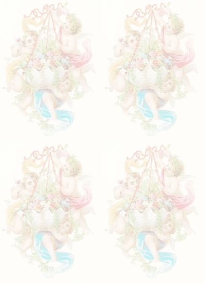 Pink blue yellow cherubs